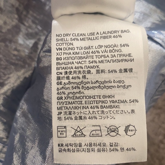 H&M and Justine sky collaboration grey metallic button up long sleeve - Picture 5 of 5